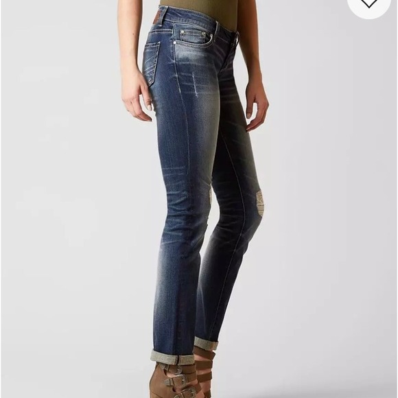 BKE Stella Straight Low Rise Distressed Blue Denim Jeans Womens 27 - Picture 12 of 13